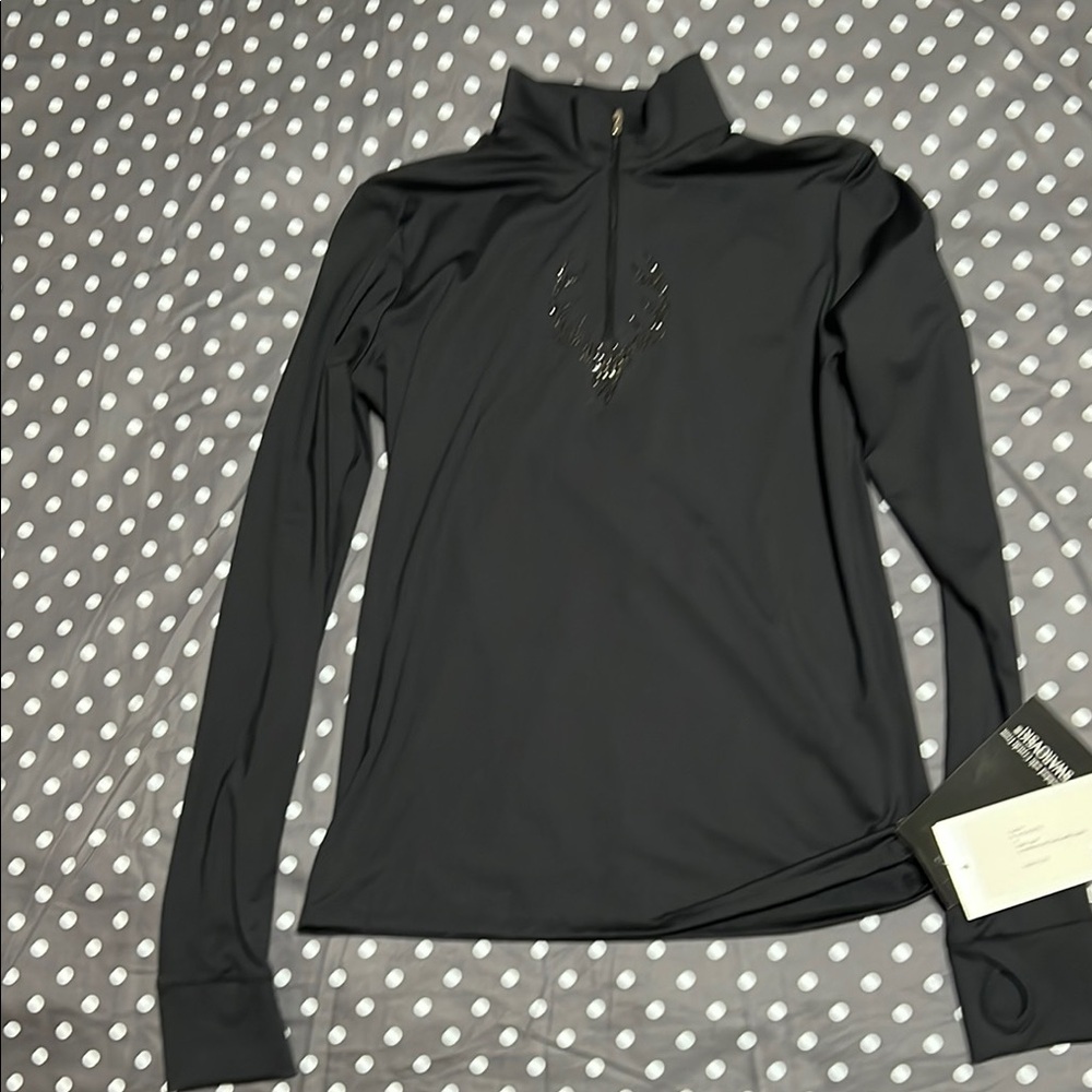 Gray Long Sleeve Fitted Tee with Zipper